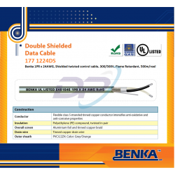 177 1224DS Benka 1x2x24 AWG, Shielded twisted control cable, 300/500V, Cu/PE/OS/TCWB/PVC, (500m/roll)